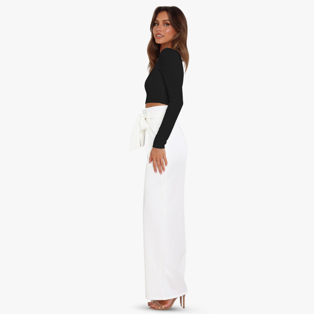 Chantal | Weite Hose mit Bindegürtel