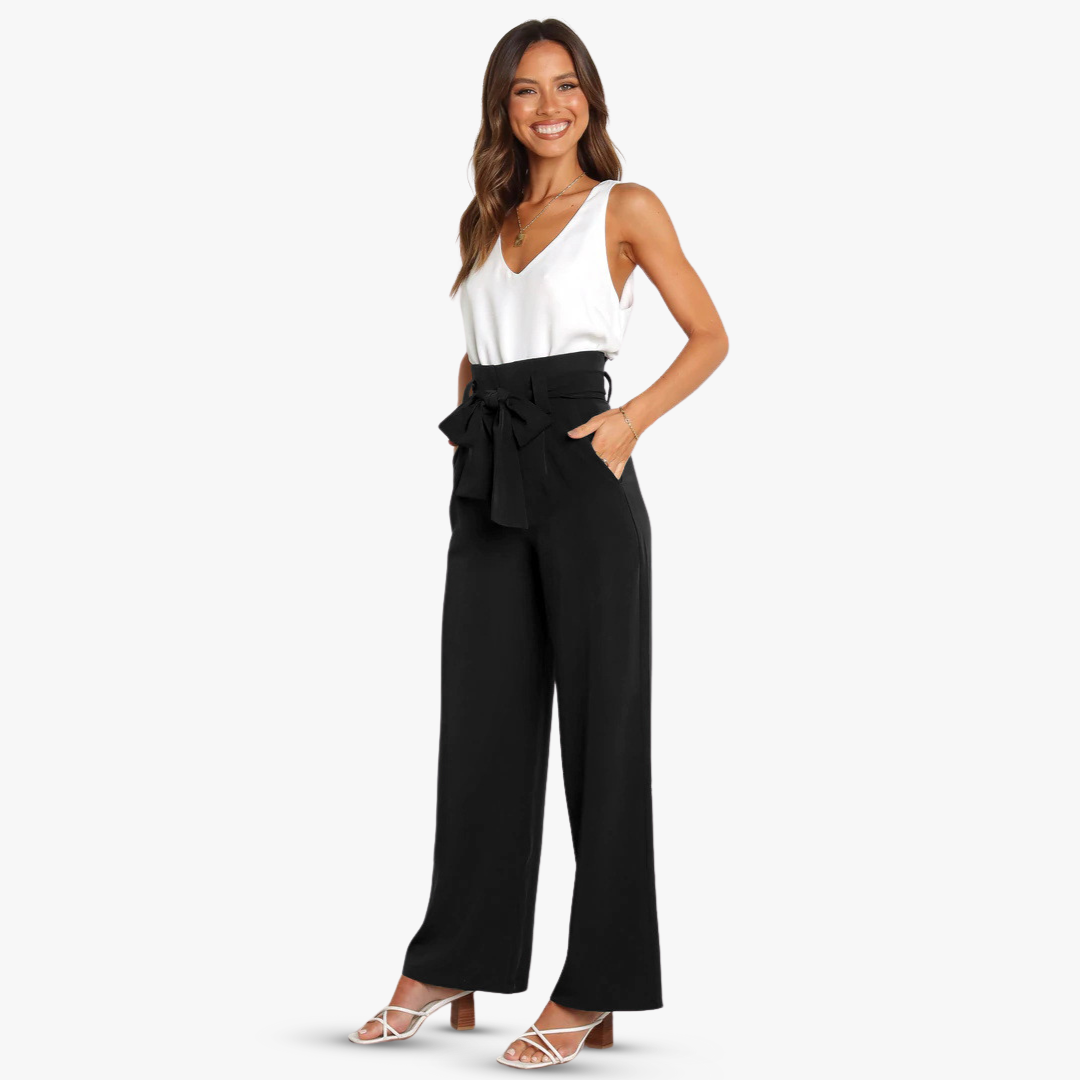 Chantal | Weite Hose mit Bindegürtel