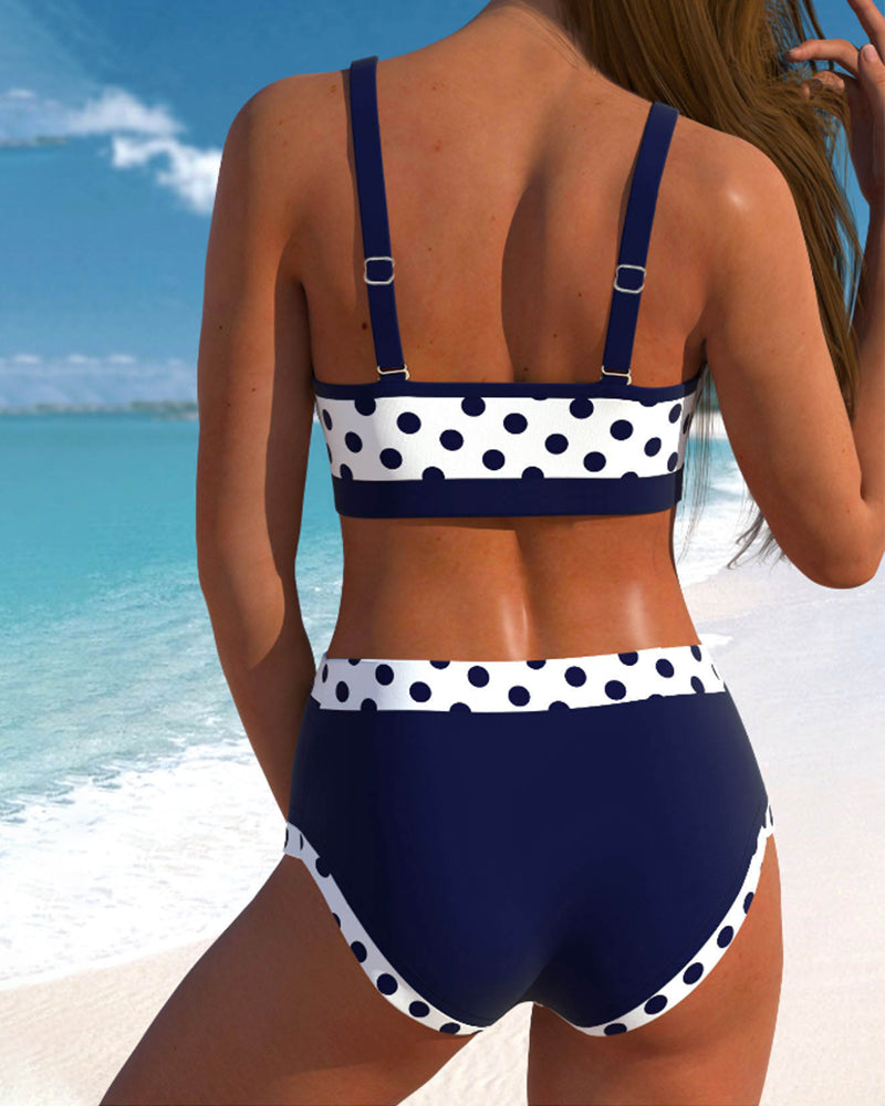 Hannah - Trendy Hohe Taille Patchwork Bikini mit einem Hauch von Peperoni
