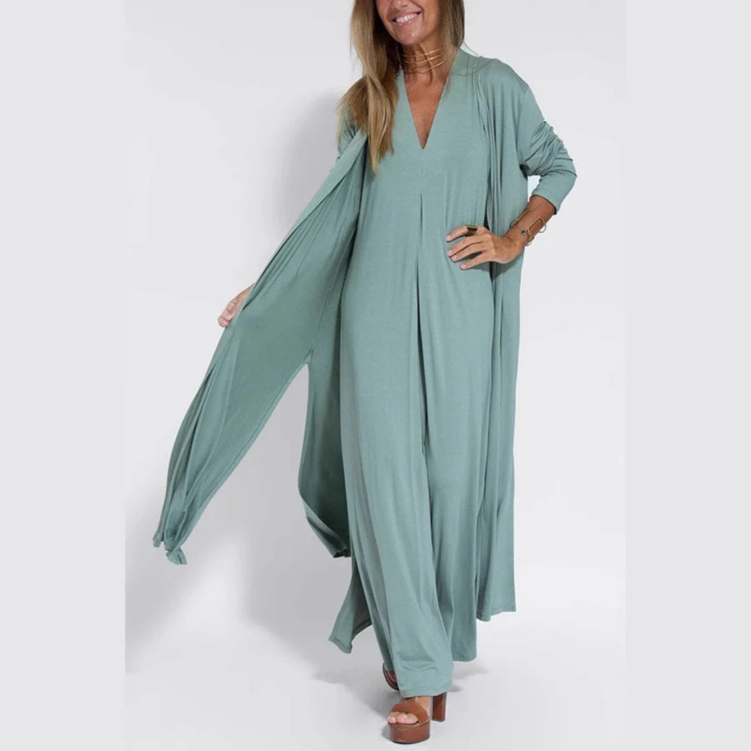 Imelda - Handgefertigtes Maxikleid + Gratis cardigan