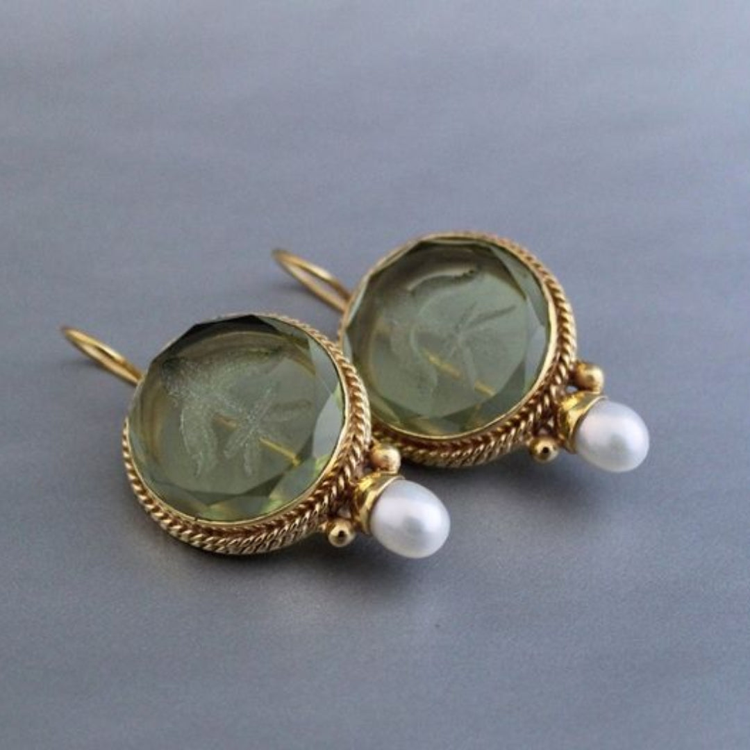 Mareike | Handgefertigte Vintage-Ohrringe mit Stein und Perle