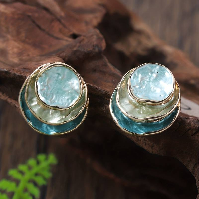 Livia | Handbemalte runde Ocean-Ohrringe mit einzigartigem Design