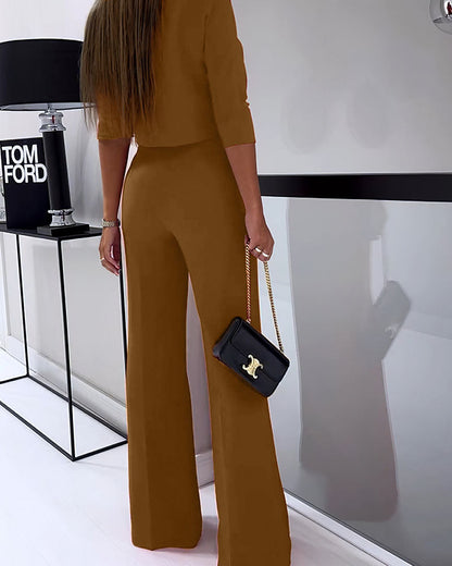 Jennifer- Zweiteiliges Set in Uni-Farbe