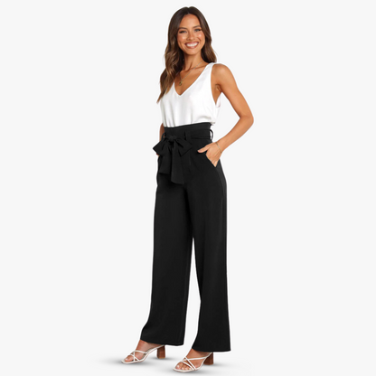 Chantal | Weite Hose mit Bindegürtel