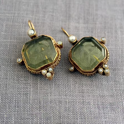 Elisa | Handgefertigte Vintage-Ohrringe mit edler Perle und Stein