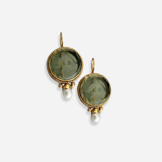 Mareike | Handgefertigte Vintage-Ohrringe mit Stein und Perle